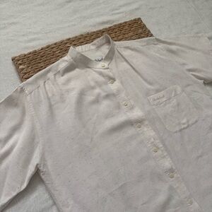Cream Claudio Landi short sleeve linen shirt